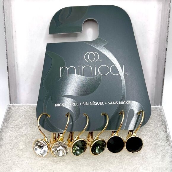 3 Pairs of Faux Gem Dangle Earrings from Minicci - Picture 4 of 4
